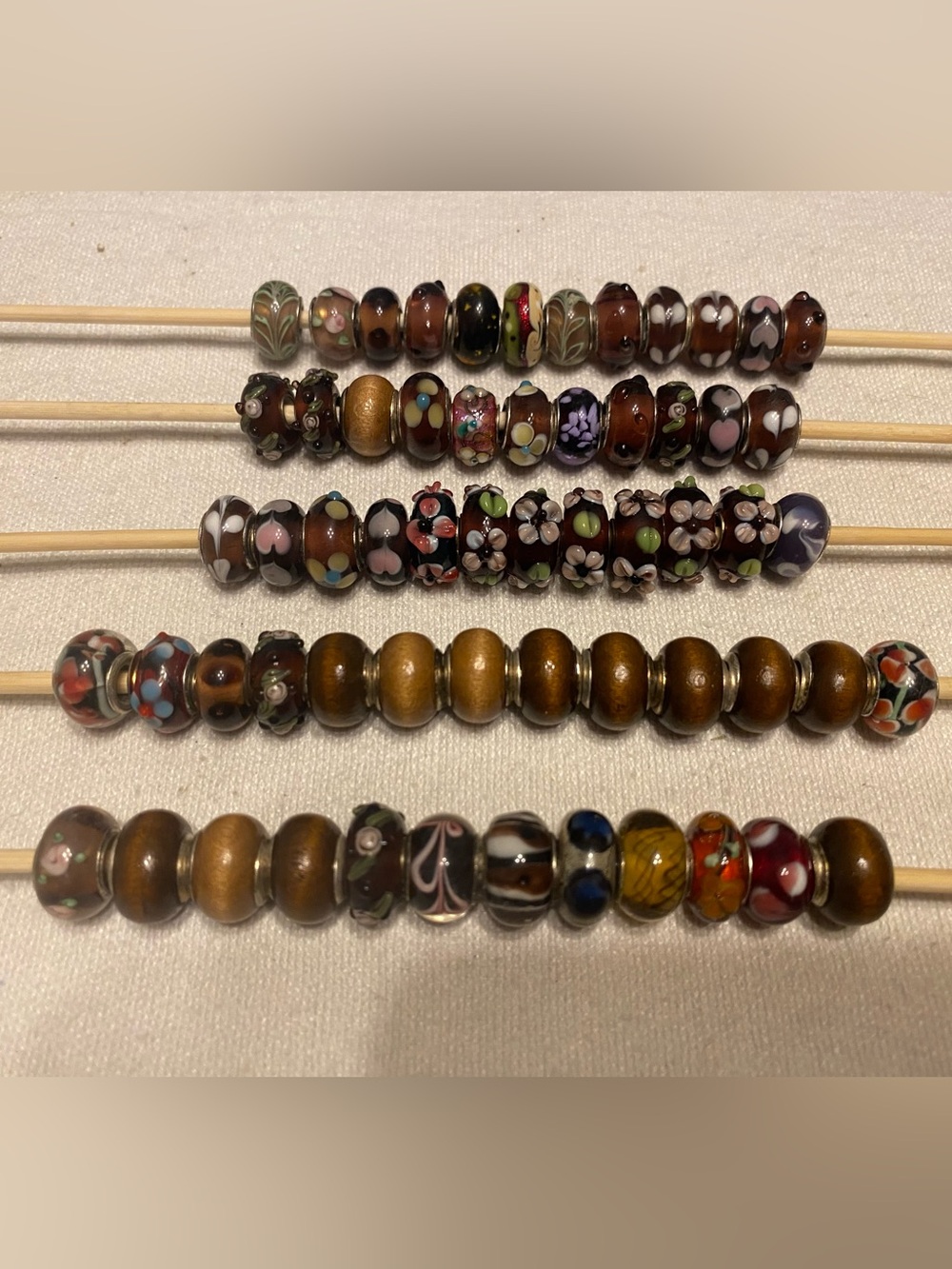 Glass Beads - European large hole style - 133 beads